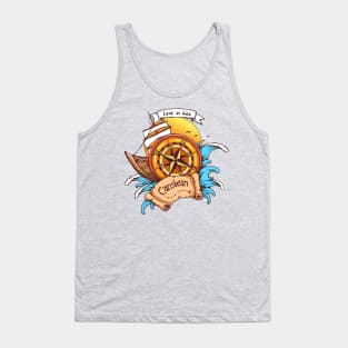 Lost at Sea Ship and Compass Tank Top